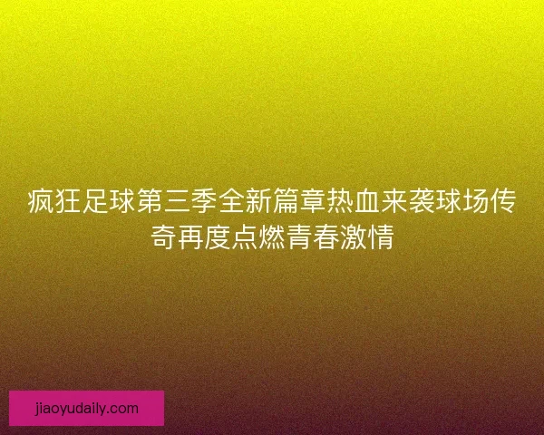 疯狂足球第三季全新篇章热血来袭球场传奇再度点燃青春激情
