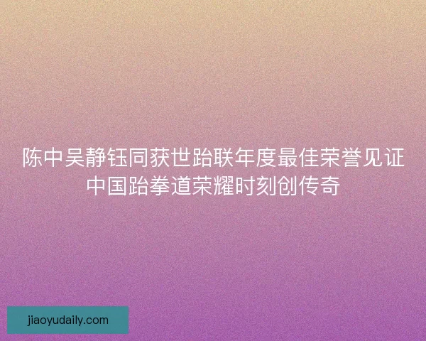 陈中吴静钰同获世跆联年度最佳荣誉见证中国跆拳道荣耀时刻创传奇
